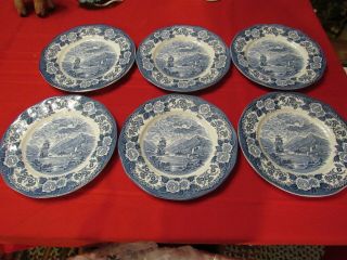 9 Royal Warwick England Lochs Of Scotland Loch Oich Dinner Plates 9 3/4 " Blue