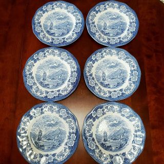 Vintage Lochs Of Scotland Royal Warwick " Loch Oich " 10 " Dinner Plate Set Of 6