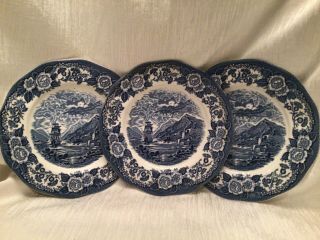 Set Of 3 Vintage Royal Warwick Lochs Of Scotland Loch Oich 9 3/4 " Dinner Plates