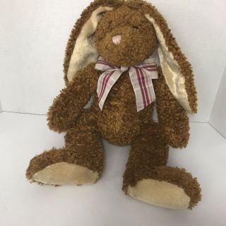 Dandee Brown Fluffy Bunny Rabbit Stuffed Plush Floppy Ears With Bow Tie Scarf